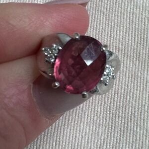 Stunning Pink Gemstone Silver Ring